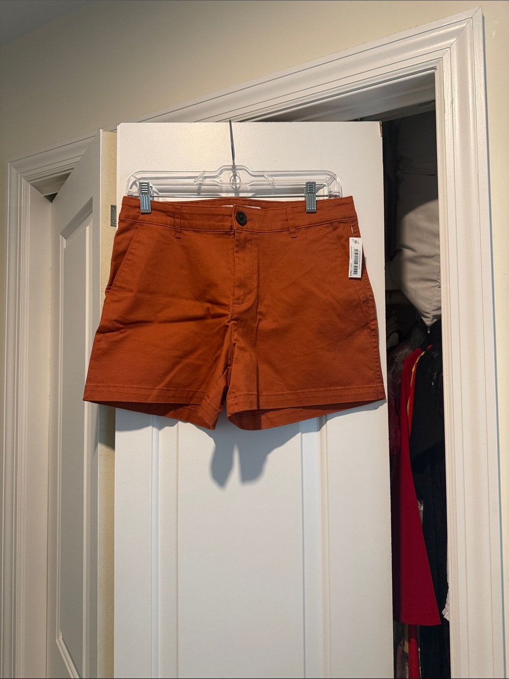 Amazon Essentials Rust High-Waist Cotton Chino Shorts